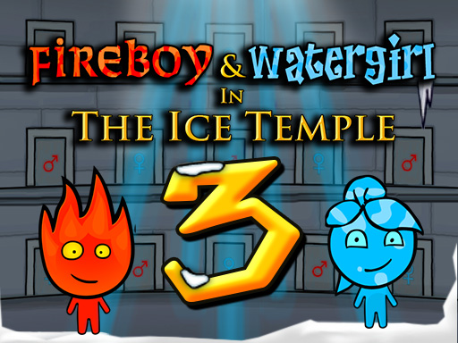 Fireboy and Watergirl: Ice Temple Adventure game cover art on Dino Game Hub platform